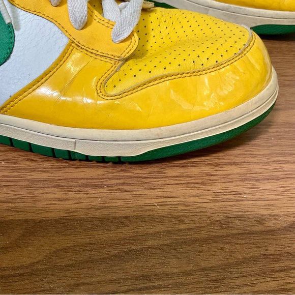 Nike Dunk Hi Top Brazil Sneakers Yellow and Green Laces Men’s Size 13 Streetware - Picture 7 of 13
